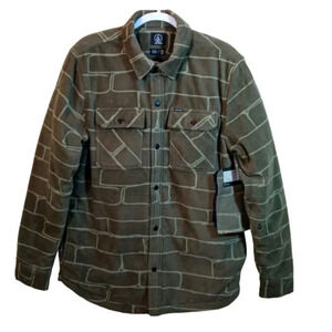VOLCOM Bowered Fleece Long Sleeve with brick pattern in green size medium
